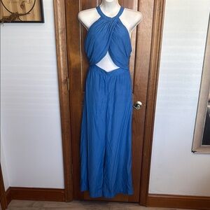 Do+Be Elegant Blue Halter Maxi Jumpsuit